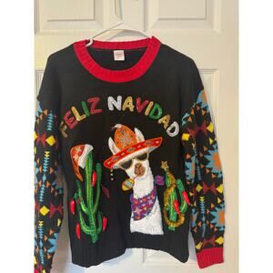 Holiday Time Ugly Christmas Sweater Feliz Navidad Ugly Womens Small